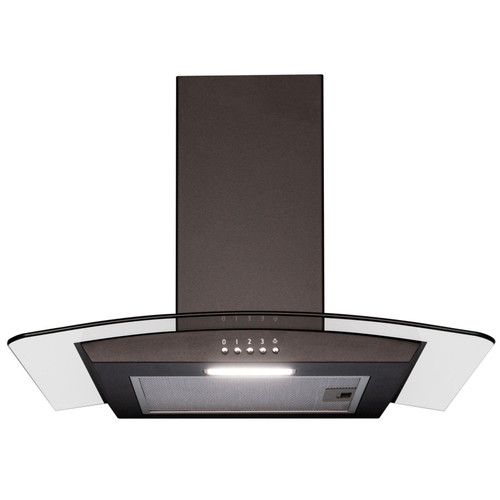 SIA 60cm Curved Glass Black Chimney Cooker Hood Kitchen Extractor Fan