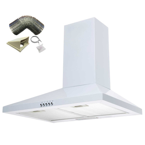 SIA CHL60WH 60cm White Chimney Cooker Hood Kitchen Extractor Fan And 3m Ducting