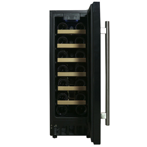 SIA WC30BL 300mm / 30cm Black Under Counter LED 19 Bottle Wine Cooler Chiller