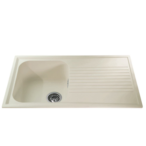 CDA AS1CM 1.0 Bowl Cream Reversible Quartz Composite Kitchen Sink  & Waste Kit