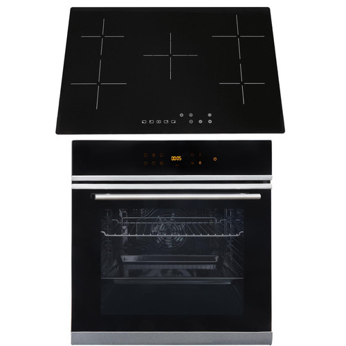 SIA BISO6SS 60cm Black Single Electric True Fan Oven & 75cm 5 Zone Ceramic Hob