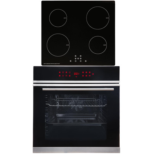SIA BISO11SS 60cm Black Single Electric True Fan Oven & 4 Zone 13A Induction Hob