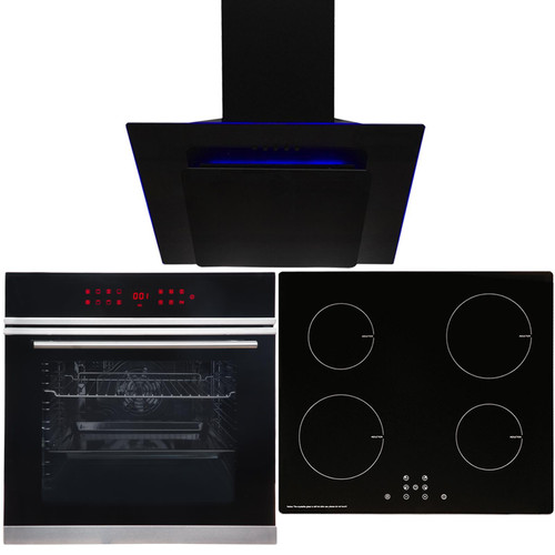 Black Touch Control 13 Function Single Fan Oven, 13A Induction Hob & Angled Hood