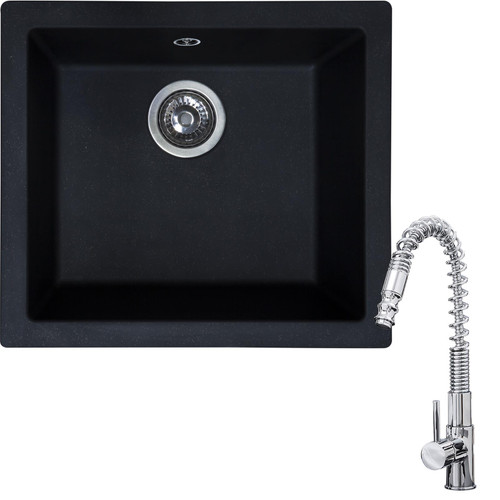 SIA EVOBL 1.0 Bowl Black Composite Undermount Kitchen Sink & KT7 Pull-out Tap