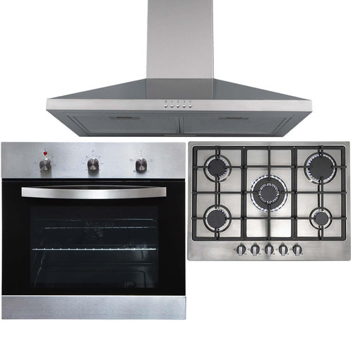 SIA SO113SS 60cm Stainless Steel Single Fan Oven & 70cm R6 Gas Hob & Cooker Hood