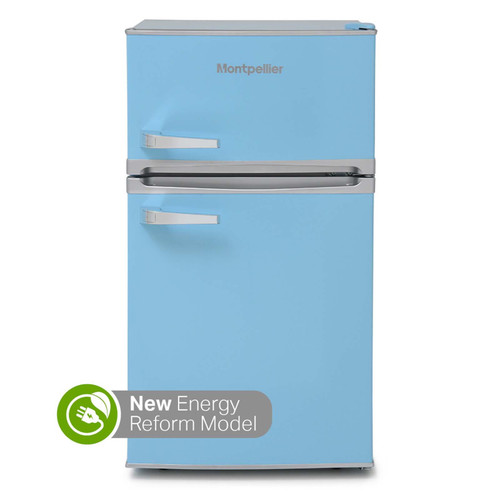 Montpellier MAB2035PB 70/30 Pastel Blue Under Counter Retro Style Fridge Freezer