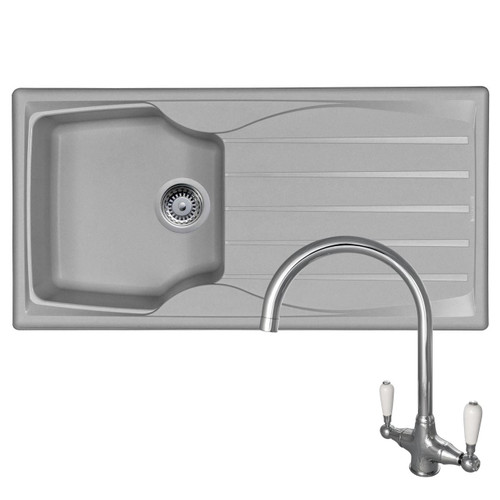 Astracast Sierra 1 Bowl Light Grey Reversible Kitchen Sink And Reginox Elbe Tap