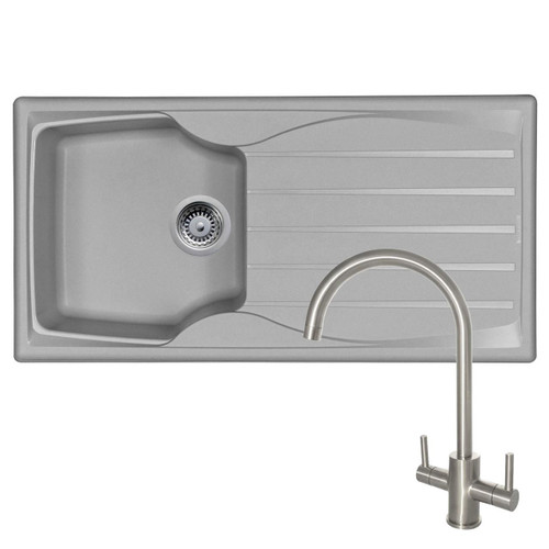 Astracast Sierra 1 Bowl Light Grey Kitchen Sink & Reginox Genesis Swan Neck Tap