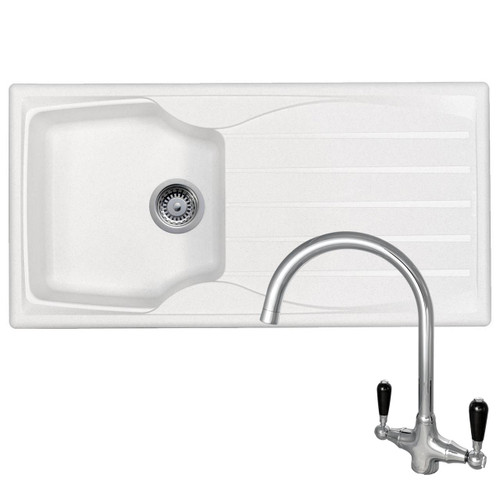 Astracast Sierra 1.0 Bowl White Kitchen Sink &Reginox Brooklyn Chrome Mixer Tap