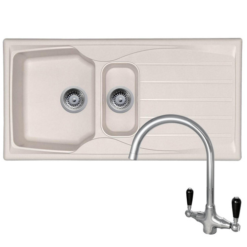 Astracast Sierra 1.5 Bowl Cream Kitchen Sink & Reginox Brooklyn Chrome Mixer Tap