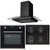 SIA 60cm Black Single Touch Control Fan Oven, 4 Burner Gas Hob &Curved Hood Fan