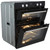 SIA 60cm Black Built Under Double Oven And 70cm 5 Burner Stainless Steel Gas Hob