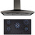SIA 90cm Black 5 Burner Gas On Glass Hob And Chimney Cooker Hood Extractor Fan