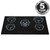 SIA BGH90BL 90cm Black 5 Burner Gas On Glass Hob | Cast Iron Supports | LPG Kit