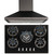 SIA 70cm 5 Burner Gas On Glass Hob With Cast Iron Supports & Chimney Cooker Hood