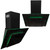 SIA 70cm Black 3 Colour LED Edge Lit Angled Cooker Hood And Glass Splashback