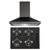 SIA 60cm Black 4 Burner Gas On Glass Hob &Chimney Cooker Hood Extractor Fan
