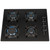 SIA 60cm Black 4 Burner Gas On Glass Hob And Pyramid Chimney Cooker Hood Fan