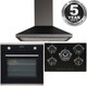 SIA Black Touch Control Single Oven, 5 Burner Gas Hob And Chimney Extractor Fan