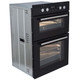 SIA 60cm Built In Double Electric Fan Oven & 4 Burner Black Gas On Glass Hob