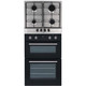 SIA Built In Double Electric Fan Oven & Stainless Steel 60cm 4 Burner Gas Hob