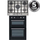 SIA 60cm Black Double Built In Oven And Stainless Steel 70cm 5 Burner Gas Hob