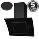 SIA 70cm Black Touch Control Angled Curved Glass Cooker Hood And Charcoal Filter