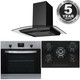 SIA Stainless Steel Single Fan Oven, 5 Burner Gas Hob & 70cm Curved Cooker Hood