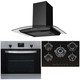 SIA Stainless Steel Single Electric Oven, 70cm 5 Burner Gas Hob & Curved Hood