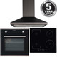 SIA 60cm Black Single Fan Oven, 4 Zone Flexi-Bridge Induction Hob & Cooker Hood