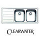 Clearwater LI200L 2 Bowl Left Handed Brushed Finish Stainless Steel Kitchen Sink