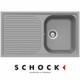 Schock Lithos D100 1.0 Bowl Reversible Croma Grey Granite Kitchen Sink &Waste