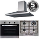 SIA 60cm Stainless Steel Electric True Fan Oven, 4 Burner Gas Hob &Cooker Hood