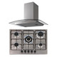 SIA 70cm Stainless Steel 5 Burner Gas Hob And 70cm Curved Glass Cooker Hood Fan