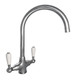 Reginox Elbe Chrome Traditional Twin Lever Swan Neck Kitchen Sink Mixer Tap