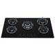 SIA 90cm 5 Burner Black Gas On Glass Hob And Curved Glass Cooker Hood Extractor