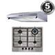 SIA 60cm 4 Burner Stainless Steel Gas Hob & Slim Visor Cooker Hood Extractor Fan