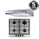 SIA 60cm 4 Burner Gas Hob & Stainless Steel Slim Cooker Hood Visor Extractor Fan