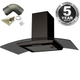 SIA CGHS90BL 90cm Black Smoked Curved Glass Cooker Hood Extractor And 3m Ducting