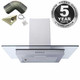 SIA FL60SS 60cm Flat Glass Stainless Steel Chimney Cooker Hood Fan & 3m Ducting