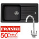 Franke Aveta 1 Bowl Black Tectonite Kitchen Sink & Contemporary Chrome Mixer Tap