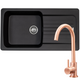 Franke Aveta 1 Bowl Black Tectonite Kitchen Sink & Modern Copper Mixer Tap