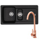 Franke Aveta 1.5 Bowl Black Tectonite Kitchen Sink & Modern Copper Mixer Tap