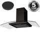 SIA CGH80BL 80cm Curved Glass Black Cooker Hood Extractor Fan And Carbon Filter