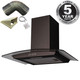 SIA CGH60BL 60cm Black Curved Glass Cooker Hood Extractor Fan And 1m Ducting Kit