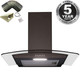 SIA 60cm Curved Glass Black Chimney Cooker Hood Kitchen Extractor & 1m Ducting