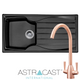 Astracast Sierra 1.0 Bowl Black Kitchen Sink & KT5CU Modern Twin Lever Mixer Tap