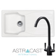 Astracast Sierra 1.0 Bowl White Kitchen Sink & SIA Black Twin Lever Mixer Tap