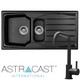 Astracast Sierra 1.5 Bowl Black Reversible Kitchen Sink  & KT6BLD U-spout Tap