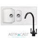 Astracast Sierra 1.5 Bowl White Reversible Kitchen Sink & KT5BL Black Mixer Tap